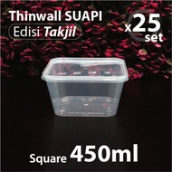 25 pcs pack - Thinwall Square Suapi - Takjil Edition - 450 Plastic Box ML - SQ Container 450ml