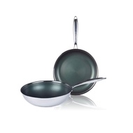 KITCHENFLOWER 3PLY Stainless 304 Nonstick IH Induction Pan Frypan Wok 28cm 2p