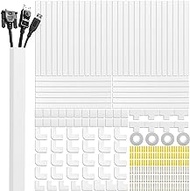 Cord Cover Raceway Kit, 628 in Cable Cover Channel, Paintable Cord Concealer System Cable Hider, Cord Wires, Hiding Wall Mount TV Powers Cords in Home Office, 40 X L15.7in X W0.95in X H0.55in, White