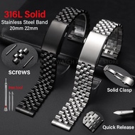 Luxury Solid 316L Stainless Steel Watch Band 20mm 22mm for Seiko Water Ghost for Jubilee Diving Watc