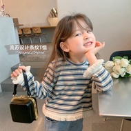 Girls T-Shirt 2025 New Style Top Children Casual Baby Bottom Shirt Striped T