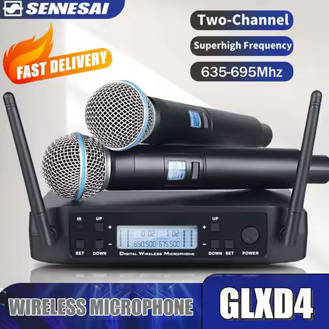 GLXD4 EM3 Professional Dual Wireless Microphone 600-699MHz System Stage Performances UHF Dynamic 2 C