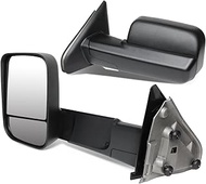 DNA Motoring TWM-040-T222-BK Pair Manual Foldable Towing Mirrors w/Puddle Light Compatible With 02-0