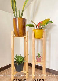 OF001XL WOOD PLANT STAND FOR MEDIUM TO BIG POTS (2 LAYER)- LIGHT NATURAL VARNISHED &amp; DARK WOOD PAINTED