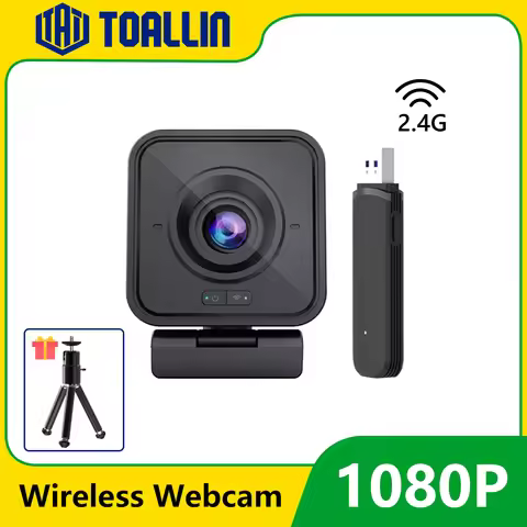 TOALLIN Wireless Webcam 1080P HD PC Camera, with Microphone, 2.4Ghz Wireless Web Camera for Live Str