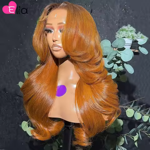 Ginger Orange With Root Body Wave Orange Color 13x6 13x4 Lace Frontal Wigs Human Hair Preplucked 5x5