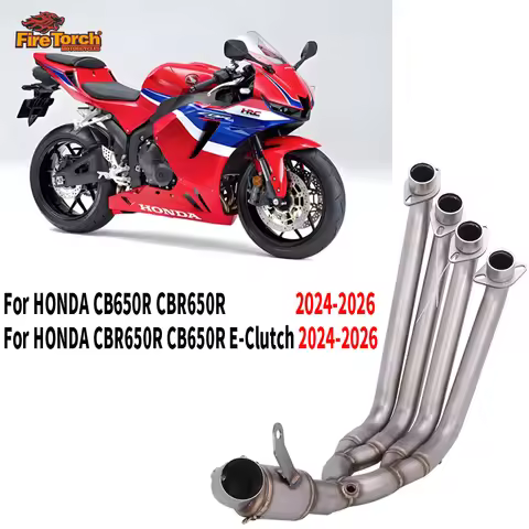 Slip On For Honda CB650R CBR650 E-Clutch 2024 - 2026 Motorcycle Exhaust System Stainless Steel Front