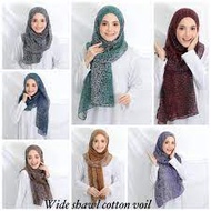 Shawl Ironless Printed Wideshawl Corak Leopard Harimau chiffon Voile