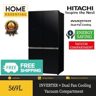 HITACHI 569L 4 Door French Bottom Freezer Inverter Refrigerator Vacuum Compartment Fridge Peti Sejuk Peti Ais R-WB640VM0