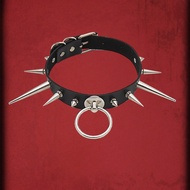 1pc Funky Ring & Spiked Decor Choker For Women For Daily Decoration