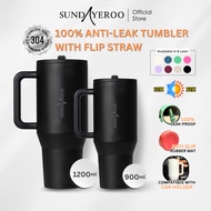 SUNDAYEROO Mignight Black Tumbler Tahan Sejuk Panas Bottle Leak Proof Stainless Steel Tumbler with H
