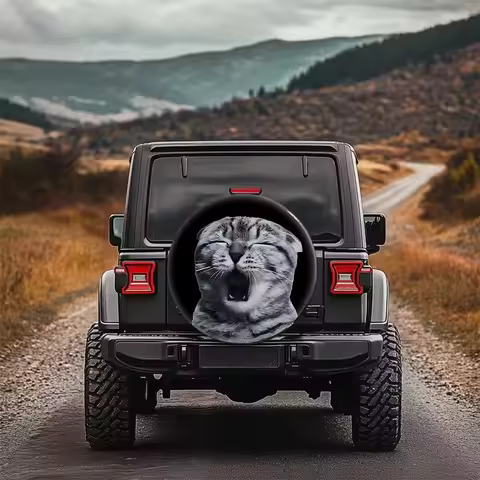 Yawning Cat Spare Tire Cover Universal Protector Waterproof Dustproof Wheel Hub Cap Accessory