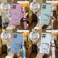 Casing Samsung Galaxy A22 Case Samsung A21S Case Samsung A20S Case Samsung Note 20 Ultra Case Samsung M32 Case Samsung M22 F22 Case Vanity Mirror Cute Hello Kitty Anime Stand Wrist Band With Metal Sheet Phone Cover Cassing Cases Case SK