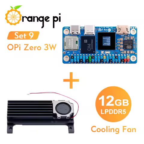 Orange Pi Zero3W 12G+Cooling Fan LPDDR5 Mini PC Allwinner A733 Single Board Computer
