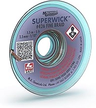 MG Chemicals 426 Desoldering Braid #4 Fine Braid Super Wick with RMA Flux, 5' Length x 0.1" Width, B