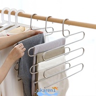 KA Clothes Hanger, Stainless Steel Strong Bearing Capacity Trousers Hangers, Convenient Non Slip S Shape Jeans Holder Space Saver
