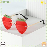 NEXTSG Rimless Sun Glasses, Halloween Costume Metal Strawberry Sunglasses, Hip Hop Street Snap Y2K S