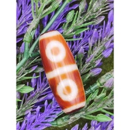 39.3mm X 15.1mm Red Blood Silk Four-Eyed Dzi Beads Can Get Great Compassion Guanyin Great Wishes Man