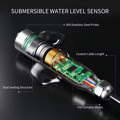 Water Level Sensor 0-5m to 4-20mA 0-10V 0-5V RS485 Liquid Level Sensor Transmitter 4-20mA 0-10V Wate