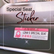 2 pcs Special Seat Sticker, GLITTER  Finishing WIFE Special Seat, Custom Name Sticker