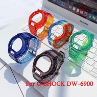 Resin Strap + Case For Casio G-SHOCK DW-6900 Bracelet Wrist Belt Colorful Waterproof Watchband Transparent Tpu Band For DW6900