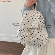 AXIOM Large Capacity Backpack, Drawstring Lace-up Korean Polka Dot Backpack, Girl Preppy Multiple Po