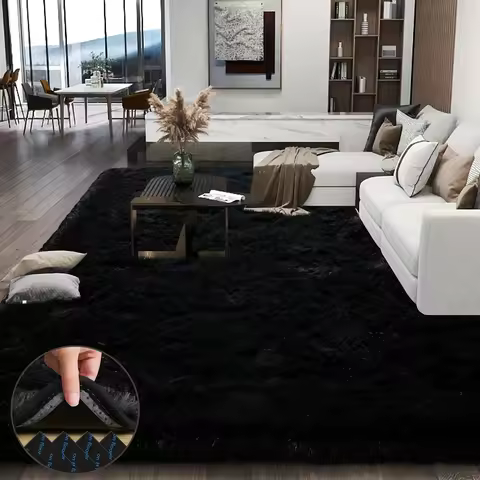 Large plush area rug, decorative rug for living room, super soft and fluffy plush rug for bedroom, h