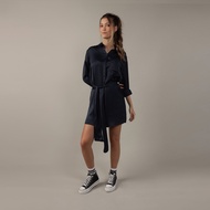 American Eagle เดรสผู้หญิง SILK LS SHIRT DRESS สี NAVY - 039-7454-410