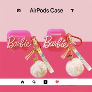 Fashion Personality Pink Barbie AirPods 3 Case Creative Silicone AirPods Pro Case Soft AirPods 1/2/3 Case  AirPods 3 AirPods Pro2 CaseHair Ball