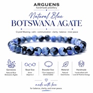 Arguens: Elastine 6mm Blue Botswana Agate Stone Bracelet Gemstonenatural