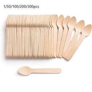 1/50/100/200/300pcs Wooden Cutlery Set, 3.8 Inch/9.6 Cm Disposable Mini Wooden Spoons, (Please Note 