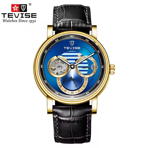 Automatic Mechanical Watch for Men Leather Strap Skeleton Watch 24 Hours Luminous Watch Fashion Casu