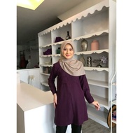 Blouse Bunga Sakura by Hasnuri (Labuh/Loose/Longgar/Kembang/Plain/Baju Lengan Panjang) Jualan Murah