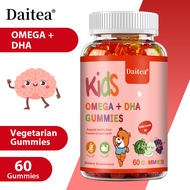 Daitea Kids Omega + DHA Gummies Supplement for Eye Vision, Heart, Brain & Immune Health with Vitamin