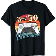 Funny Video Gamer 30Th Birthday Decoration Level 30 Unlocked Gift  T-Shirt