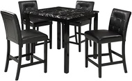 5 Piece Kitchen Dining Table Set Marble Top Height Dining Table Set With 4 Leather Upholstered Chairs Commemoration Day