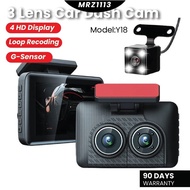 3 Camera Lens Dash cam 3-Channel Dash Cam HD 1080P Camera with Rear Camera Night Vision Driving Vide
