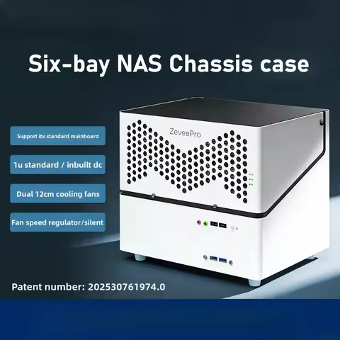 Six-bay NAS Storage Server NAS Chassis Case, ITX Motherboard, 1U Standard Power Supply, SATA Backpla