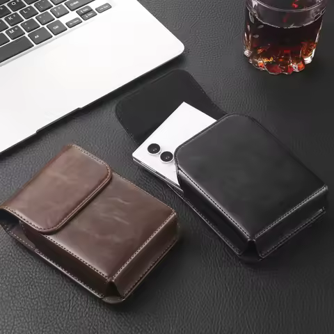 1Pc Universal Magnetic Leather Belt Clip Phone Case For Sansung Galaxy Z Fold 8 iPhone Fold HUAWEI P