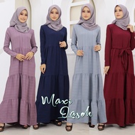 QASEH RUFFLE BEAUTY LINE COTTON CREPE IRONLESS BF FRIENDLY MAXI FLOWY ZIP DEPAN