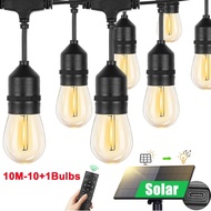 Qimedo S14 ไฟห้อยระย้าโซล่าเซลล์ แสงวอร์มไวท์ ยาว10M/15M/20M รองรับชาร์จUSB มีรีโมทคอนโทรล ไฟประดับส