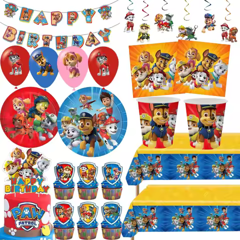 Birthday Party Decor Paw Patrol Birthday Disposable Cup Tablecloth Plate Napkin Baby Shower Paw Patr