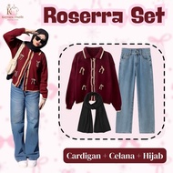 Korean Style Women's Suit (Pashmina Ceruty, Knitted Cardigan, Jeans) Hangout Outfit KY2M