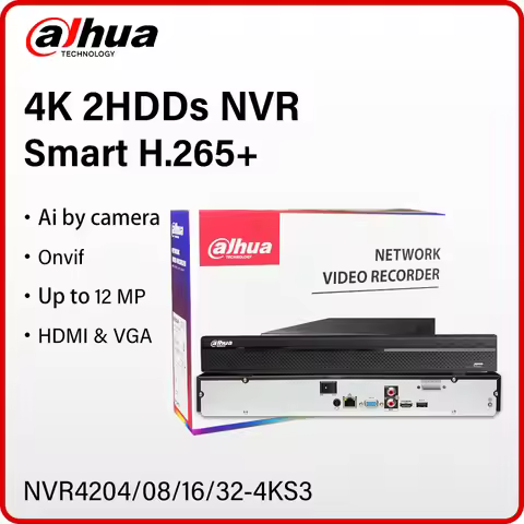 Dahua 2HDDs 4K NVR 8 16 32CH NVR4208-4KS3 NVR4216-4KS3 NVR4232-4KS3 Supports EPTZ SMD Plus 12MP 8MP 