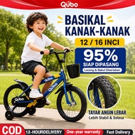 Basikal Budak Kids Bike 12 /16 Inch kids bicycle  4 wheels Road with Front Basket Rubber Wheels Gift
