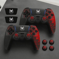 PS5 DualSense Anti-Slip Silicone Cover, Spider-Man Style with Grip Gaps and Thumb Stick Caps Sarung 