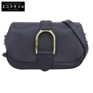 二手 Ralph Lauren 皮革威靈頓單肩包，近全新，女士，海軍藍