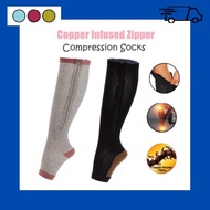 Stokin Terapi Zip Lutut Sarung Sakit Kaki kebas bengkak Tumit Zipper Compression Socks Lelaki Wanita