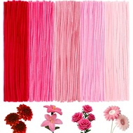 100pcs Pink Pipe Cleaner Red Flower Fuzzy Wire Bulk Pipe Cleaners Chenille Stems Fuzzy Sticks Wire T