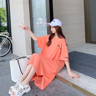 【Plus Size】（40-90kg）裙子新款年睡衣女大码宽松过膝居家连衣裙V领胖mm孕妇睡裙夏Ready Stock Big Size Dress Oversize skirt